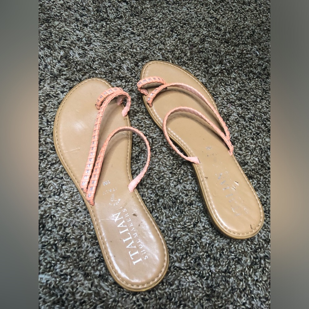 Italian Shoemakers Embellished Toe Ring Sandals Women size 11M / 42